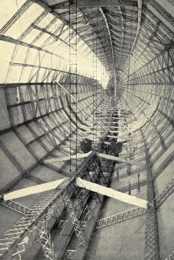 Fotografía del interior de un dirigible L30