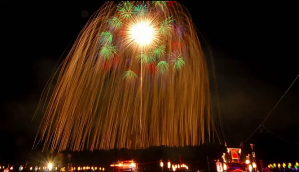 Imagen de una explosión de un show de fuegos artificiales.