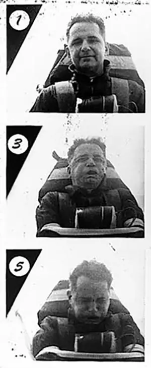 Fotografía de la reacción facial de Paul Stapp.